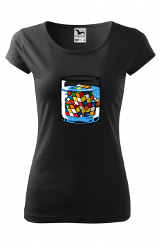 Tricou imprimat Rubic, pentru femei, negru, 100% bumbac