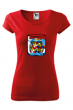 Tricou imprimat Rubic, pentru femei, rosu, 100% bumbac
