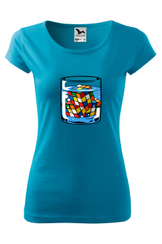 Tricou imprimat Rubic, pentru femei, turcoaz, 100% bumbac
