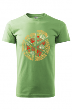 Tricou imprimat Round Pizza, pentru barbati, verde iarba, 100% bumbac