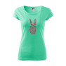 Tricou imprimat Peace, pentru femei, verde menta, 100% bumbac