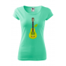 Tricou imprimat Pear Guitar, pentru femei, verde menta, 100% bumbac