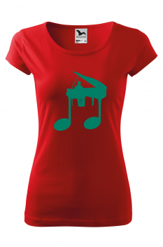 Tricou imprimat Pianist Music, pentru femei, rosu, 100% bumbac