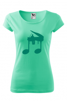 Tricou imprimat Pianist Music, pentru femei, verde menta, 100% bumbac
