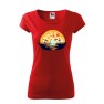 Tricou imprimat Pizza Sun Set, pentru femei, rosu, 100% bumbac