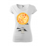 Tricou imprimat Pizza Air Baloon, pentru femei, alb, 100% bumbac
