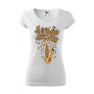 Tricou personalizat Saxophone Tree, pentru femei, alb 100% bumbac