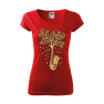 Tricou personalizat Saxophone Tree, pentru femei, rosu 100% bumbac