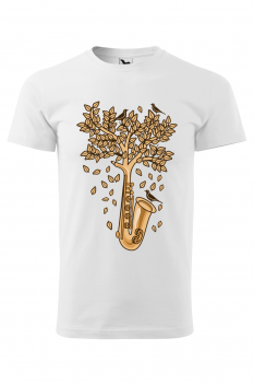 Tricou personalizat Saxophone Tree, pentru barbati, alb, 100% bumbac
