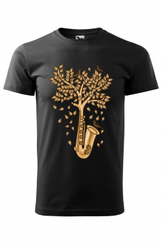 Tricou personalizat Saxophone Tree, pentru barbati, negru, 100% bumbac