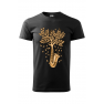 Tricou personalizat Saxophone Tree, pentru barbati, negru, 100% bumbac