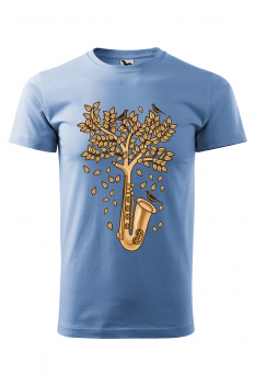 Tricou personalizat Saxophone Tree, pentru barbati, albastru deschis, 100% bumbac