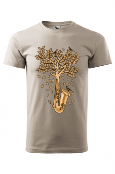 Tricou personalizat Saxophone Tree, pentru barbati, gri ice, 100% bumbac