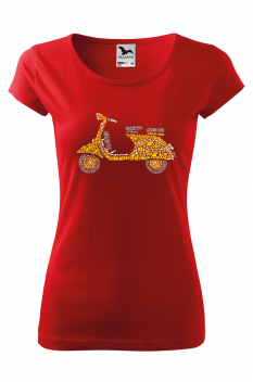 Tricou personalizat Scooter, pentru femei, rosu 100% bumbac