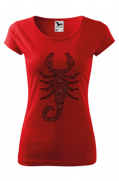 Tricou personalizat Scorpion, pentru femei, rosu 100% bumbac