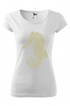 Tricou personalizat Sea Horse, pentru femei, alb 100% bumbac