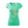Tricou personalizat Sea Horse, pentru femei, verde menta 100% bumbac