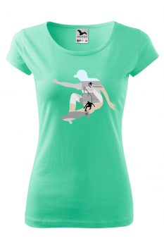 Tricou personalizat Skateboard, pentru femei, verde menta 100% bumbac