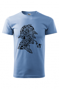 Tricou personalizat Sherlock Holmes, pentru barbati, albastru deschis, 100% bumbac