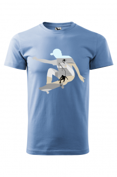 Tricou personalizat Skateboard, pentru barbati, albastru deschis, 100% bumbac