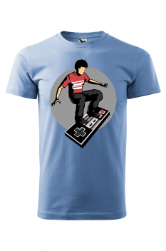 Tricou personalizat Skater Gamer, pentru barbati, albastru deschis, 100% bumbac