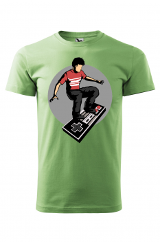 Tricou personalizat Skater Gamer, pentru barbati, verde iarba, 100% bumbac
