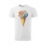 Tricou imprimat Planet Ice Cream, pentru barbati, alb, 100% bumbac