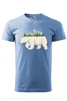 Tricou imprimat Polar Bear, pentru barbati, albastru deschis, 100% bumbac