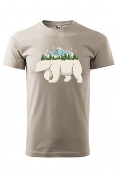 Tricou imprimat Polar Bear, pentru barbati, gri ice, 100% bumbac