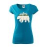 Tricou imprimat Polar Bear, pentru femei, turcoaz, 100% bumbac