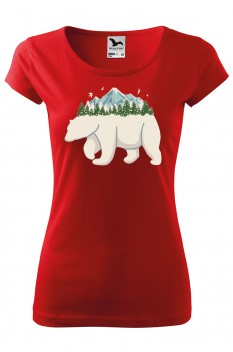 Tricou imprimat Polar Bear, pentru femei, rosu, 100% bumbac