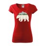 Tricou imprimat Polar Bear, pentru femei, rosu, 100% bumbac