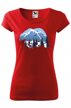 Tricou imprimat Polar View, pentru femei, rosu, 100% bumbac