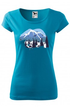 Tricou imprimat Polar View, pentru femei, turcoaz, 100% bumbac