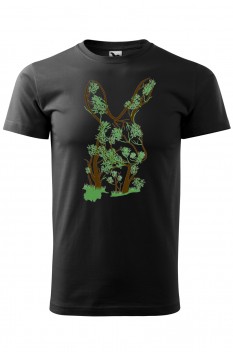 Tricou imprimat Rabbit Tree, pentru barbati, negru, 100% bumbac
