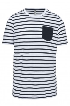 Tricou barbati, 100% bumbac, KA378 Striped, striped white/navy