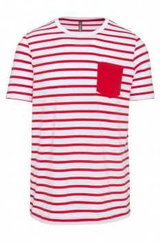 Tricou barbati, 100% bumbac, KA378 Striped, striped white/red