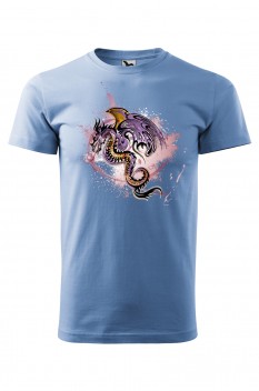 Tricou imprimat Ancient Dragon pentru barbati, albastru deschis, 100% bumbac