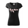 Tricou imprimat Cherry Blossoms, pentru femei, negru, 100% bumbac