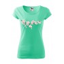 Tricou imprimat Cherry Blossoms, pentru femei, verde menta, 100% bumbac