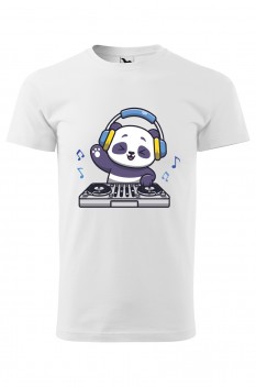 Tricou imprimat DJ Panda pentru barbati, alb, 100% bumbac