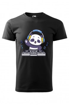 Tricou imprimat DJ Panda pentru barbati, negru, 100% bumbac