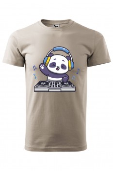 Tricou imprimat DJ Panda pentru barbati, gri ice, 100% bumbac
