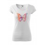 Tricou imprimat Gradient Butterfly, pentru femei, alb, 100% bumbac