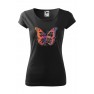Tricou imprimat Gradient Butterfly, pentru femei, negru, 100% bumbac