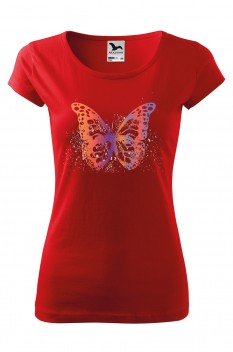 Tricou imprimat Gradient Butterfly, pentru femei, rosu, 100% bumbac