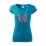 Tricou imprimat Gradient Butterfly, pentru femei, turcoaz, 100% bumbac