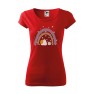Tricou imprimat Happy Snails, pentru femei, rosu, 100% bumbac
