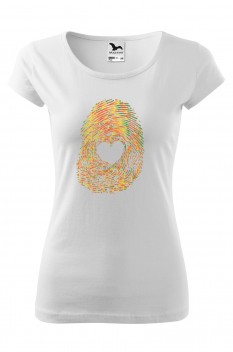 Tricou imprimat Heart Imprint, pentru femei, alb, 100% bumbac