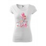 Tricou imprimat I Love Pink, pentru femei, alb, 100% bumbac
